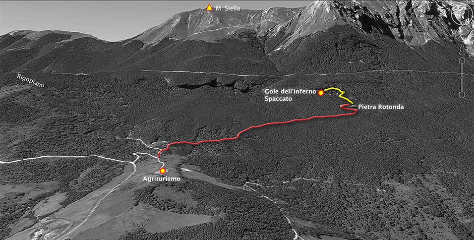 tracciato per pietra rotonda e gole dell'inferno spaccato