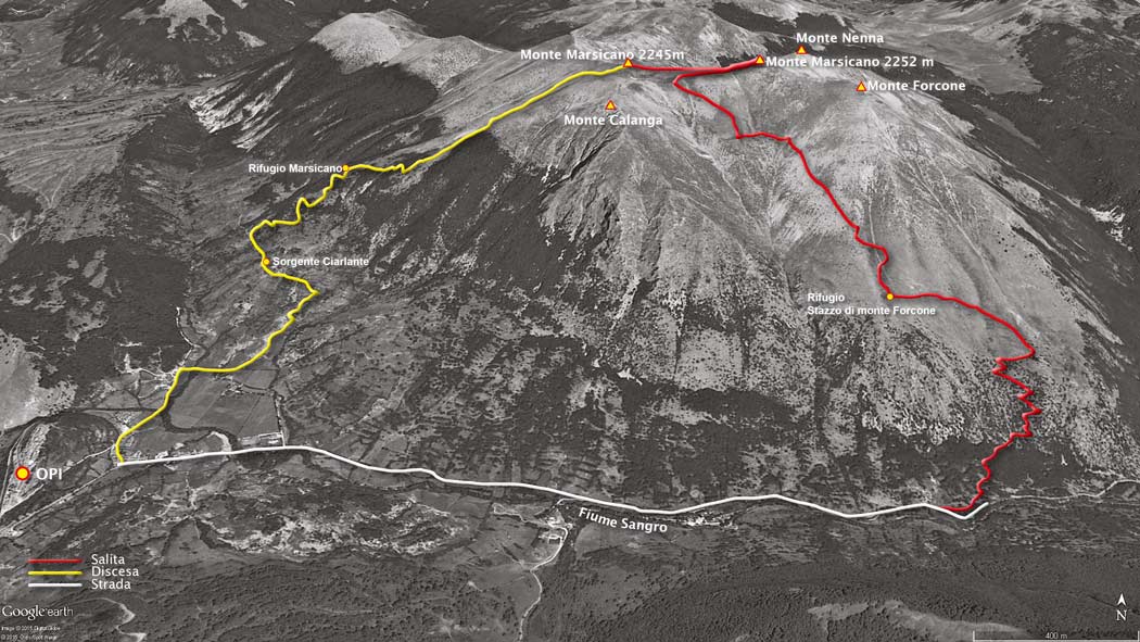 tracciato escursionismo, dalla strada opi-barrea al monte marsicano - monti marsicani