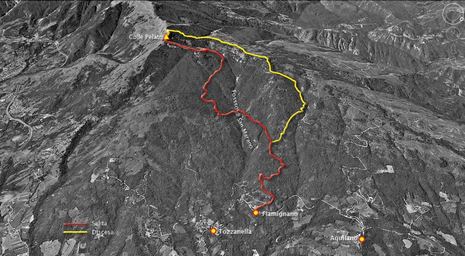 tracciato escursione da Falmignano a Colle Pelato