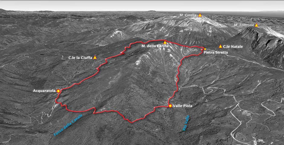 tracciato anello del monte della farina