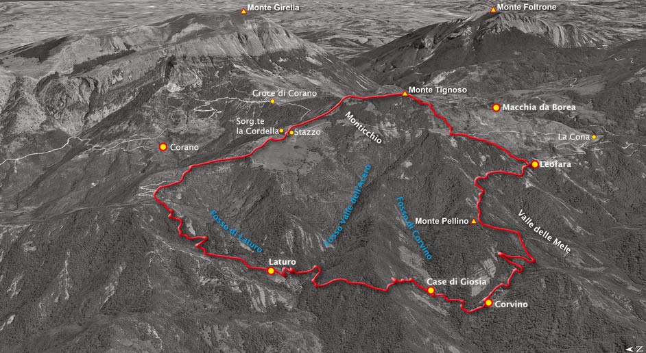 escursione ad anello dal monticchio al tignoso, leofara, corvino, laturo