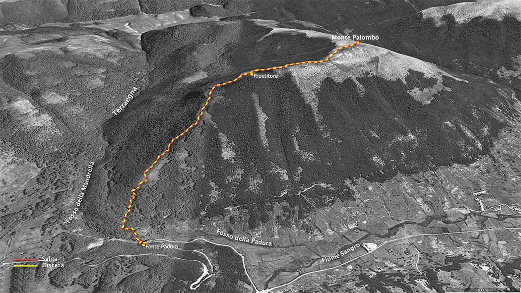 tracciato scialpinismo, dalla fonte della padura al monte palombo - monti marsicani