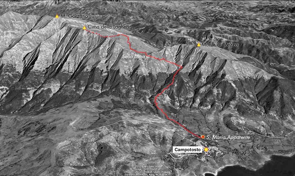 tracciato cima della laghetta da campotosto