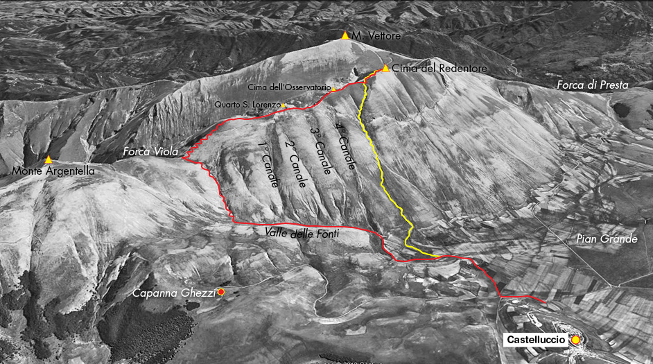 tracciato cima del redentore da campotosto