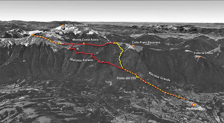 tracciato di scialpinismo da piedelpoggio al monte di cambio