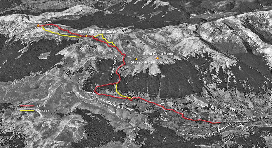 tracciato scialpinismo da scanno al monte della corte