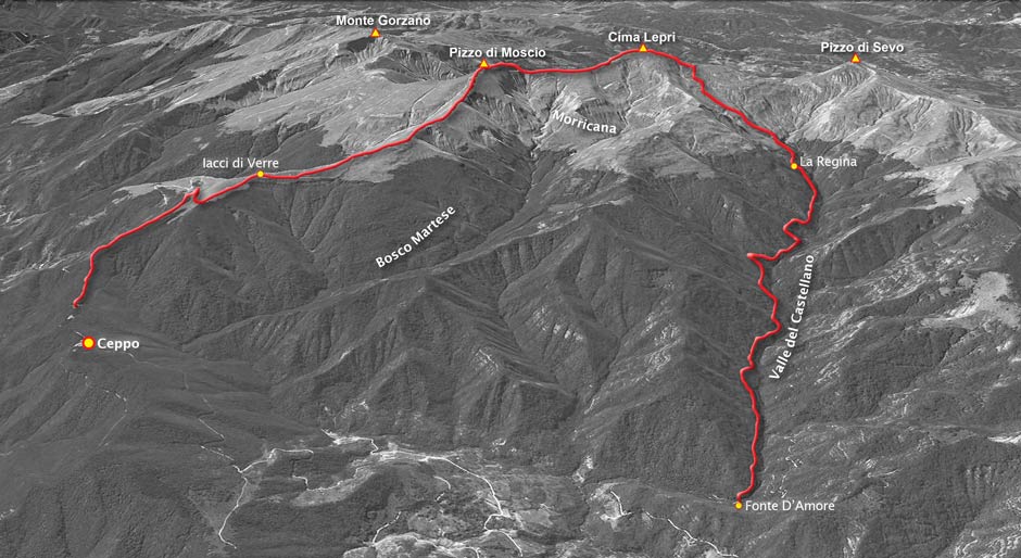 traversata scialpinistica da ceppo a fonte d'amore per pizzo di moscio e cima lepri