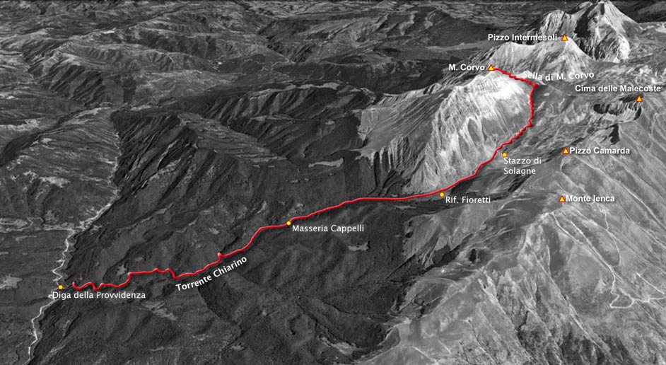 tracciato di scialpinismo: dal lago della provvidenza al monte corvo