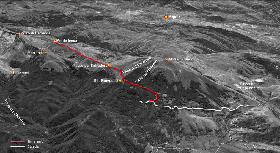 tracciato di scialpinismo: monte ienca dal passo delle capannelle