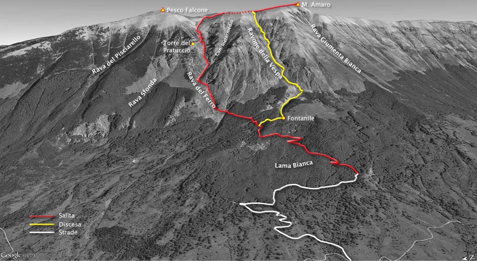 tracciato scialpinismo dalla rava del ferro alla rava della vespa - majella