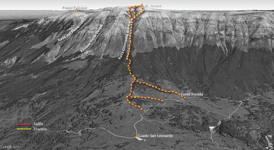 tracciato scialpinismo della rava della giumenta bianca - majella