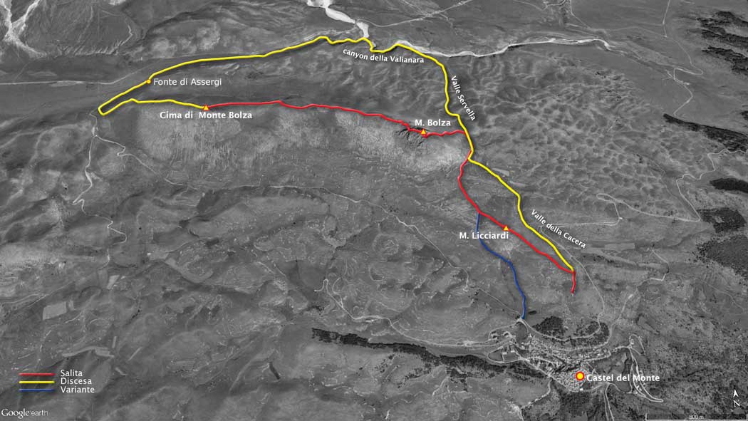 tracciato escursionismo, da castel del monte al monte bolza - gran sasso