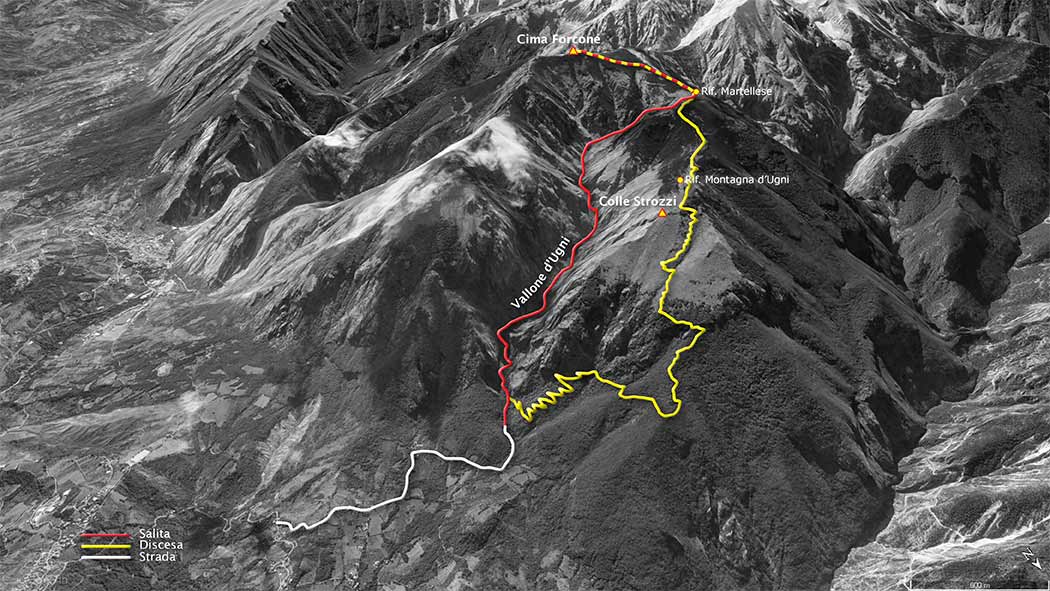 tracciato escursionismo, da palombaro per il vallone d'ugni, discesa per il rifugio - gruppo della majella