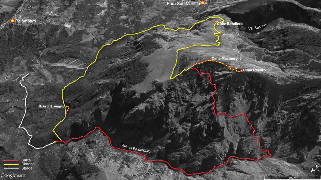 tracciato escursionismo, cima macirenelle e cima raparo dal vallone di palombaro - gruppo della majella