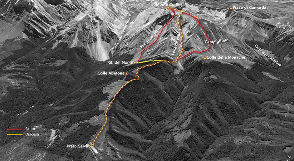 tracciato scialpinismo salita per valle crivellaro - monte corvo
